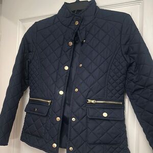 Navy Quilted Jacket with Gold Accents